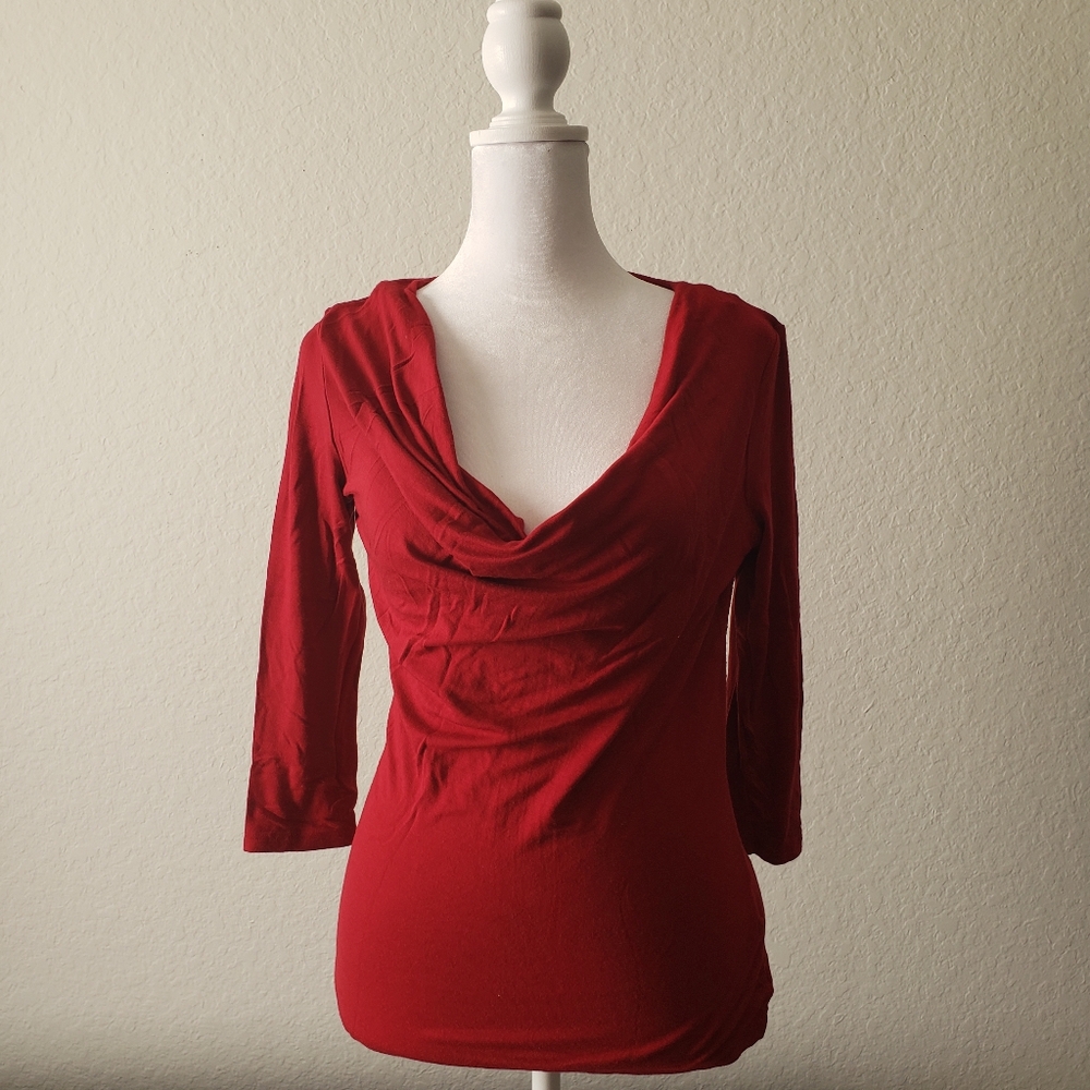 Red Micheal Kors mid sleeve cowl neck